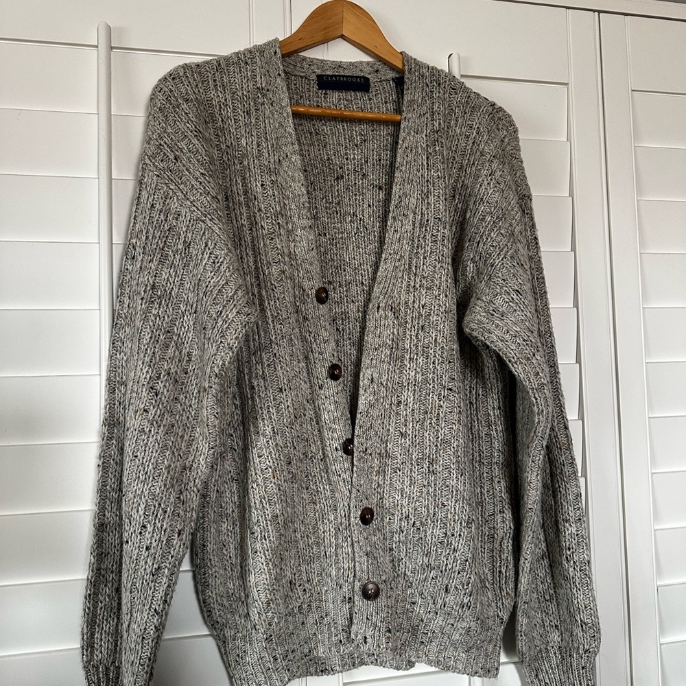 Cozy Gray Knit Cardigan Sweater